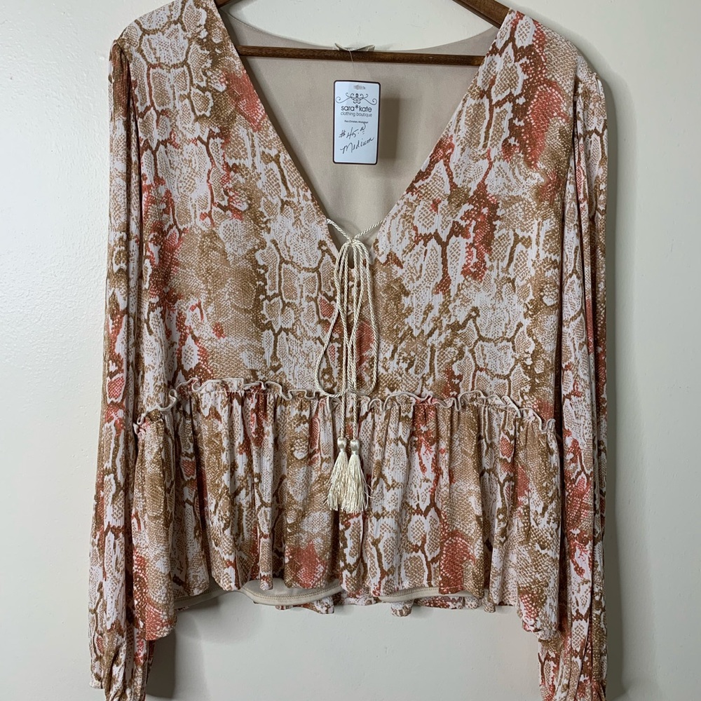 Peach Love California Snake Print Blouse, NWOT - Picture 1 of 6